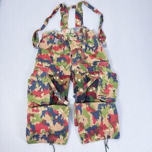 Swiss Alpenflage Camo Cargo Pants w Suspenders Military 46-80 Red Green